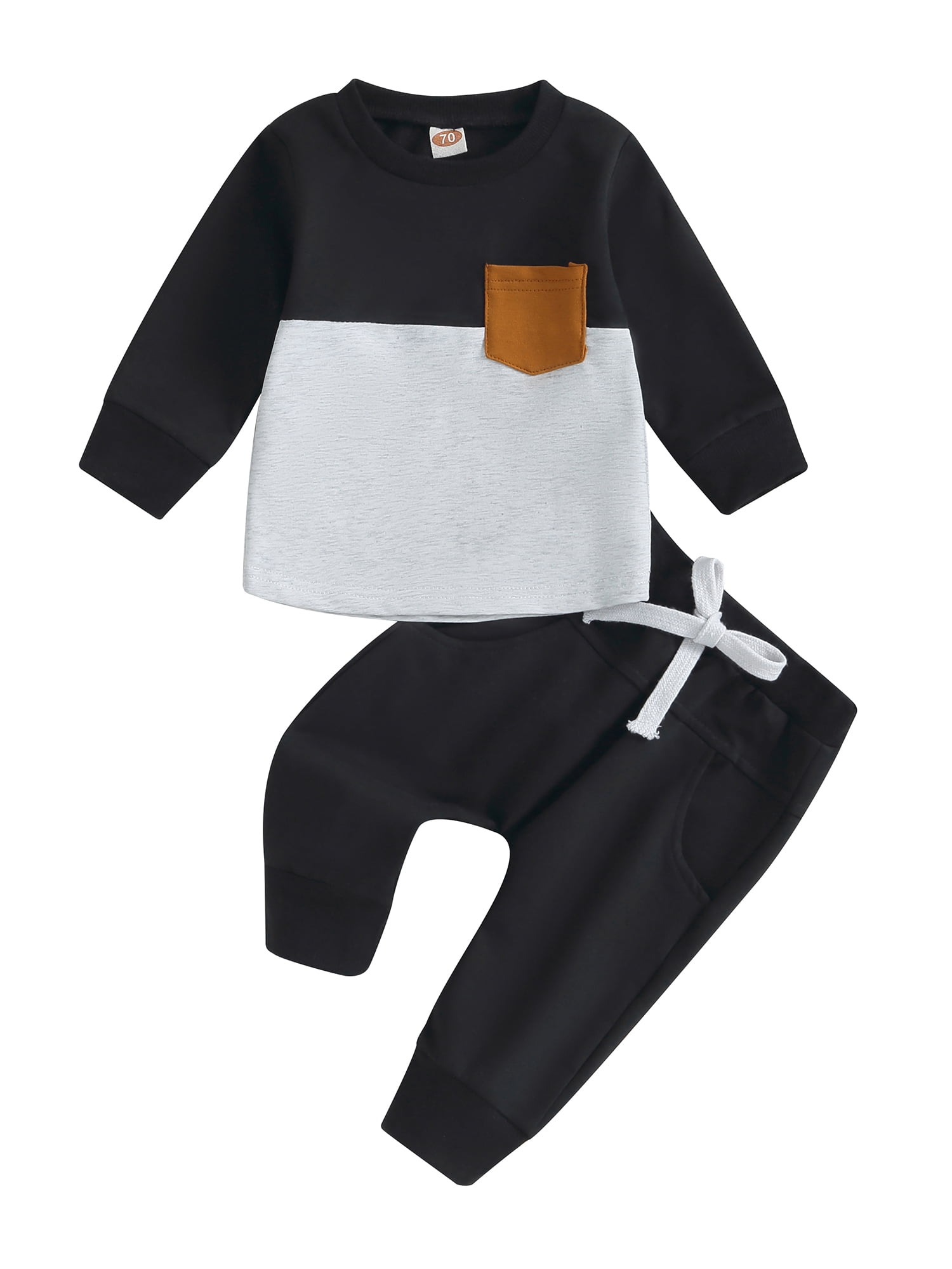 Infant Baby Boys Fall Clothes Contrast Color Long Sleeve Sweatshirt and