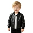 thumbnail image 1 of Infant Baby Boys Faux Leather Moto Jacket Long Sleeve Zip Up Warm Cozy Windproof Classic Outerwear 9-12 Months, 1 of 9