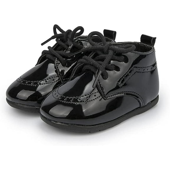 Infant Baby Boys Girls Classic PU Leather Wedding Loafers Brogue Toddler Oxford Dress Shoes First Steps Walking Flat Lazy Crib Shoe