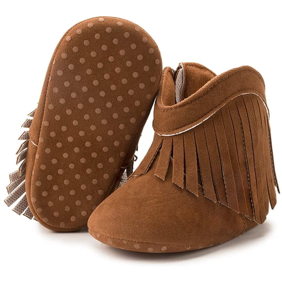 Infant Baby Boys Girls Cowboy Boots Tassel Snow Boots Warm Winter Fur Lining Newborn Prewalker Ankle Boot