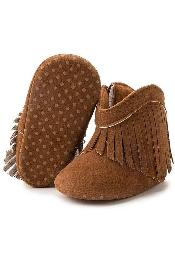 Infant Baby Boys Girls Cowboy Boots Tassel Snow Boots Warm Winter Fur Lining Newborn Prewalker Ankle Boot