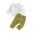 thumbnail image 1 of Infant Baby Boys Girls Fall Clothes Long Sleeve Lemon Print Tops and Pants Set Newborn 2Pcs Fall Outfits, 1 of 8