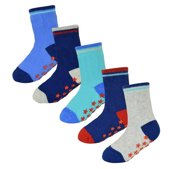 Infant Baby Boys Girls Heel and Toe Socks With Gripper - Socks AZ647 Plain A 5 Pack 12-24 M