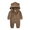 thumbnail image 1 of Infant Baby Boys Girls Jumpsuit Zipper Hooded Romper Long Sleeve One Piece Outfit Fall Winter Warm Clothes, 1 of 3