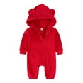 thumbnail image 1 of Infant Baby Boys Girls Jumpsuit Zipper Hooded Romper Long Sleeve One Piece Outfit Fall Winter Warm Clothes, 1 of 3