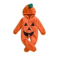 thumbnail image 1 of Infant Baby Boys Girls My First Halloween Pumpkin Costume Long Sleeve One Piece Hooded Romper Jumpsuit, 1 of 6