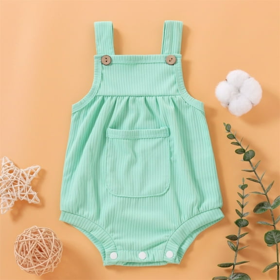 Infant Baby Boys Girls Newborn Baby Cotton Romper Outfits Suit Toddler Kids Jumpsuit Green 0-3 Months