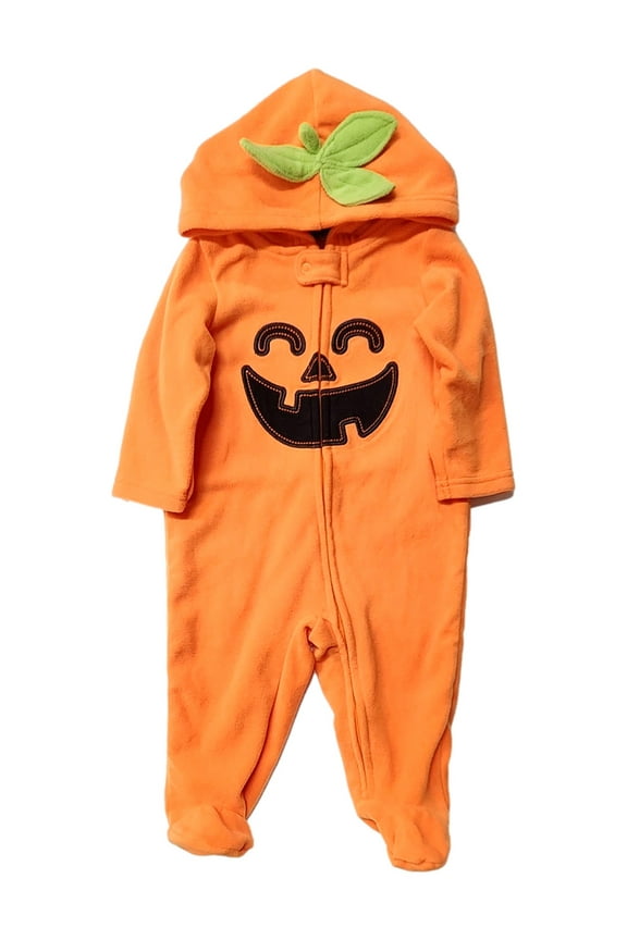 Infant Baby Boys & Girls Orange Pumpkin Hooded Halloween Pram 6-9 Months