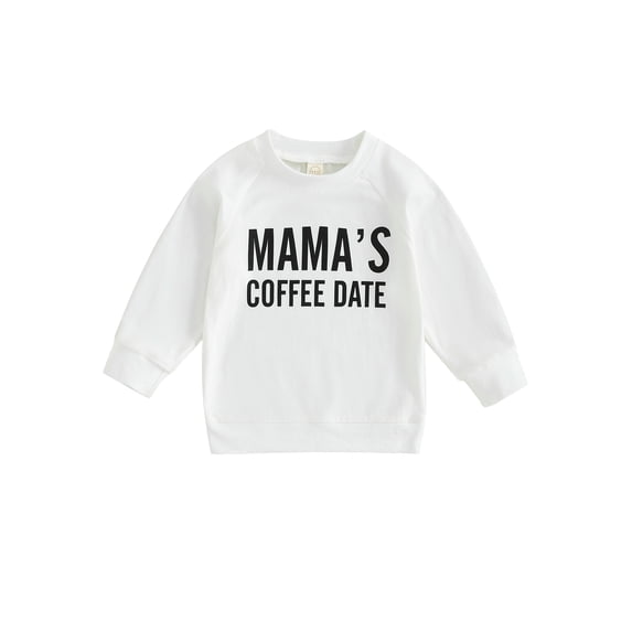 Infant Baby Boys Girls Outfits Crewneck Sweatshirt Mama's Coffee Date Letter Pullover Sweater Fall Winter Clothes