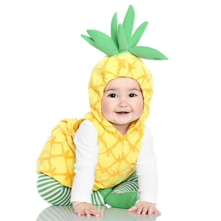 Infant Baby Boys Girls Pineapple Outfits Sleeveless Hooded Bodysuit Ruffle  Romper Striped Leg Warmer Halloween Dress Up