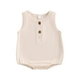 thumbnail image 1 of Infant Baby Boys Girls Rompers Tops NewbornSleeveless Button Solid Jumpsuit Casual One Piece Cloths 0-24M, 1 of 8