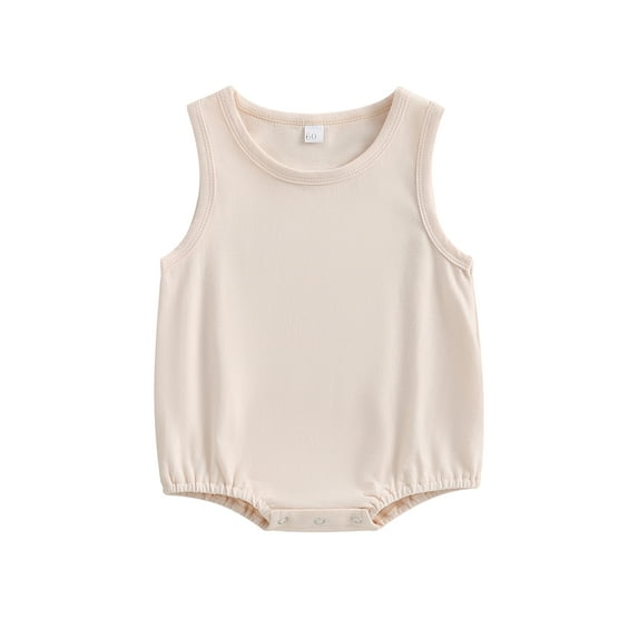 Infant Baby Boys Girls Rompers Vest Newborn Sleeveless Button Solid Jumpsuit Casual One Piece Cloths 0-18M
