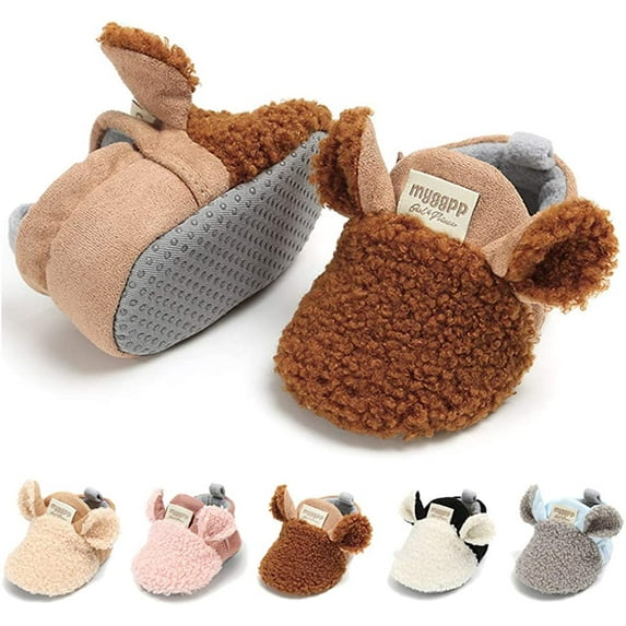 Infant Baby Boys Girls Slipper Stay On Non Slip Soft Sole Newborn Booties Toddler First Walker Crib House Shoes 0-18 Months