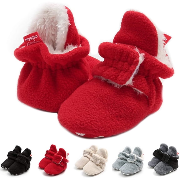 Infant Baby Boys Girls Slippers Cozy Fleece Booties Soft Bottom Warm Cartoon Socks Newborn Crib Shoes