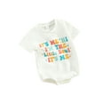 thumbnail image 1 of Infant Baby Boys Girls Summer Romper Colorful Letter Print Round Neck Short Sleeve Bodysuit, 1 of 8