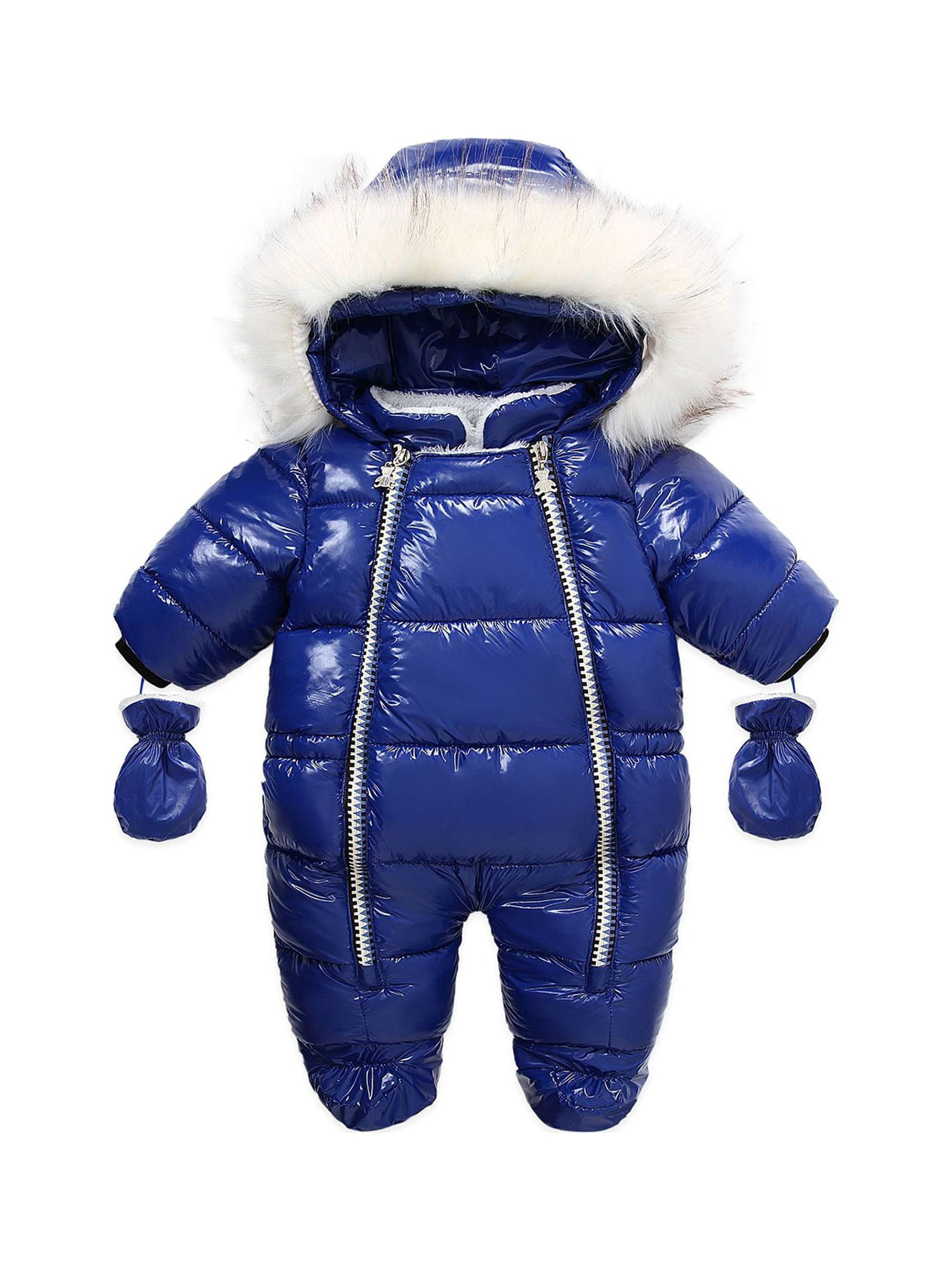 Lolmot Newborn Baby Snowsuit Bear Onesie Romper Fleece Footie Thicken  Winter Outwear Hooded Warm Jumpsuit for Girls Boys on Clearance 