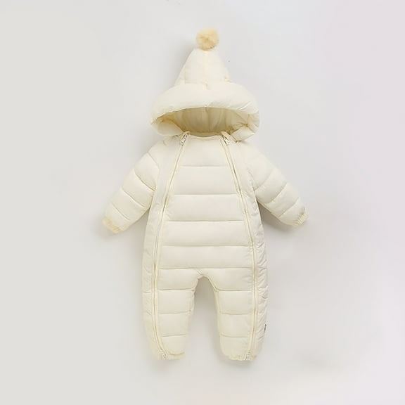 Infant Baby Boys Girls Winter Snowsuit Coat Cute Romper Hooded Warm Zipper Fleece Jumpsuit Puffer Snowsuit Jacket Infant Girl Boy Winter Clothes 0-24 Months