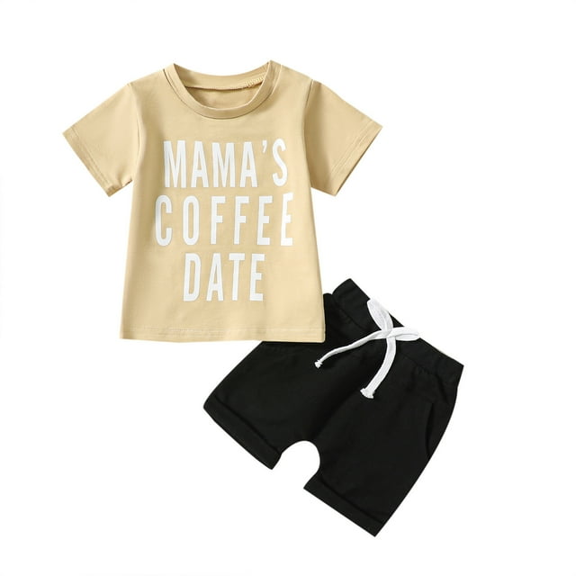 Baby Boys' Outfits Spring Summer Print Letter Cotton Short Sleeve