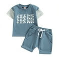 thumbnail image 1 of Infant Baby Boys Summer Clothes Outfits 3M 6M 12M 18M 24M 3Y Little Dude Short Sleeve Drop Shoulder T Shirt Casual Shorts Set, 1 of 10