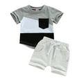 thumbnail image 1 of Infant Baby Boys Summer Clothes Sets Outfits Letter Print Short Sleeve T-Shirt and Stretch Casual Rolled Shorts Set, 1 of 10