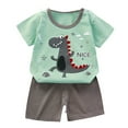 thumbnail image 1 of Baby Boys Summer Outfits Cartoon Printed Short Sleeved Tops and Shorts Sets Size 3-6 Months, 1 of 3