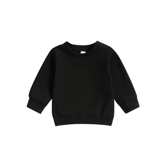 Infant Baby Boys Sweatshirts Long Sleeve Crewneck Solid Color Pullover Fall Tops