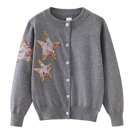 Infant Baby Boys sweater Cardigans crew Neck long sleeve Toddler Knit Button up Star print winter fall Pullover coats,Gray,8 Years