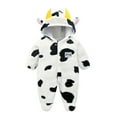Baby Cartoon Cow Pattern Print Hooded Romper Jumpsuit Baby Dresses 36