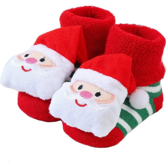 Infant Baby Christmas Socks with Grips Soft Warm Non-Slip Slippers Winter Floor Sock 6-12 Month