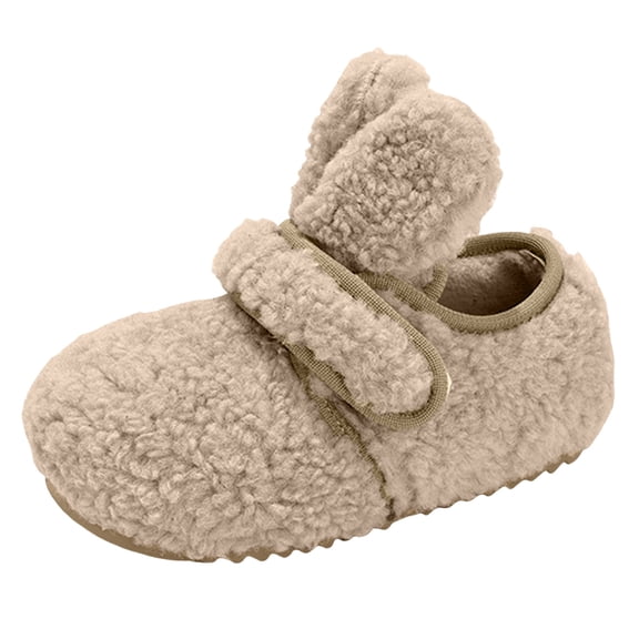 Infant Baby Cute Bunny House Slippers Girls Boys Soft Sole Non Slip Booties Winter Warm Socks Shoes Newborn Crib Footwear Beige Size 10 Little Child