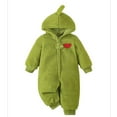 thumbnail image 1 of Infant Baby Fleece Jumpsuit Winter Warm Plush Comfort Long Sleeve Rompers Animal Onesies Cute Hooded Newborn Clothes, Green, 18 Months, 1 of 7