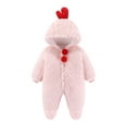 thumbnail image 1 of Infant Baby Fleece Jumpsuit Winter Warm Thick Plush Comfort Long Sleeve Rompers Animal Onesies Cute Hooded Newborn Clothes, Pink, 0 Months, 1 of 6