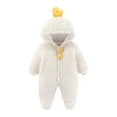 thumbnail image 1 of Infant Baby Fleece Jumpsuit Winter Warm Thick Plush Comfort Long Sleeve Rompers Animal Onesies Cute Hooded Newborn Clothes, White, 3 Months, 1 of 6