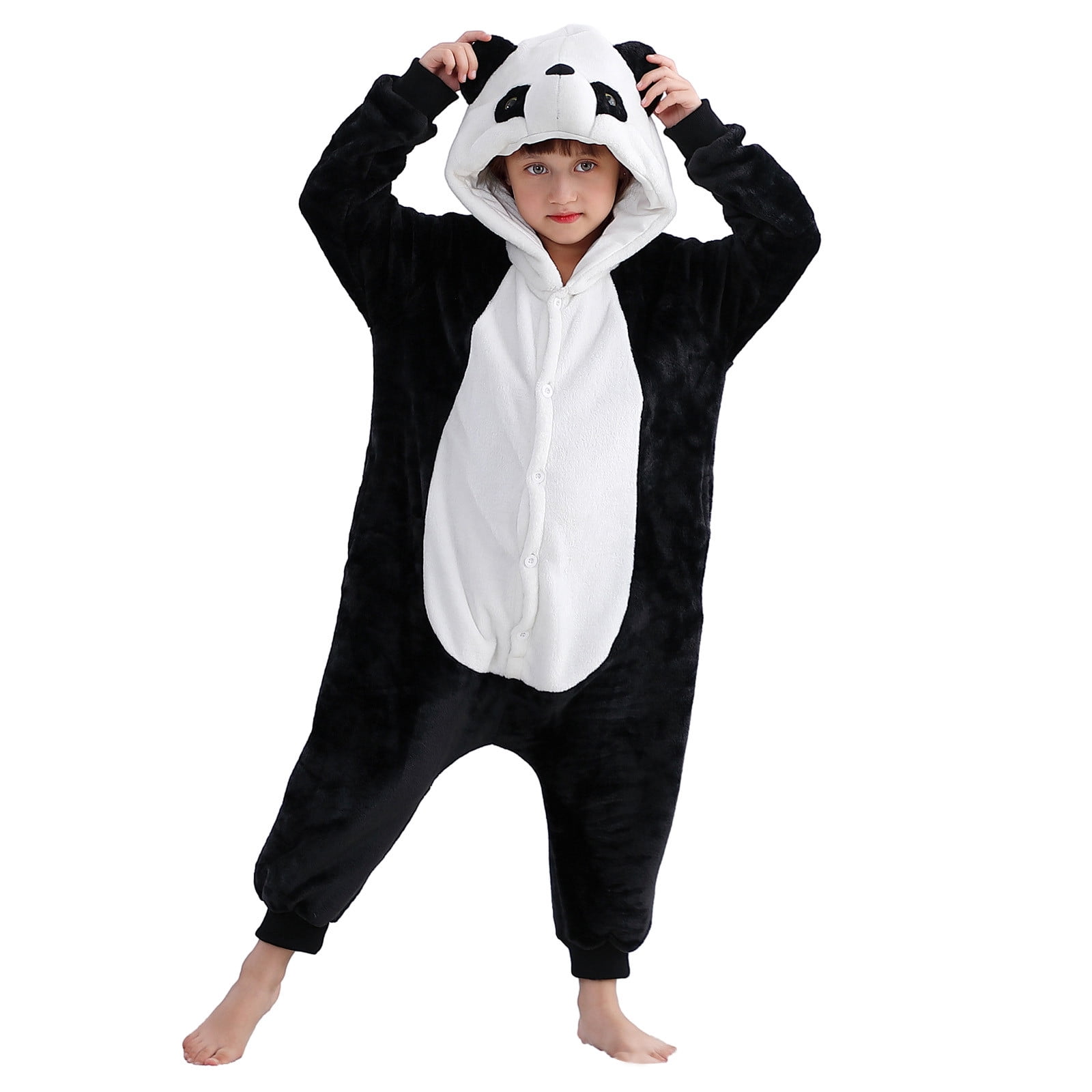 Infant Baby Fleece Jumpsuits Panda Onesie Pajama Toddler Hooded Romper Plush Zipper Winter Warm Coat
