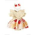 thumbnail image 1 of Infant Baby Girl 2 Piece Outfits Floral Ribbed Short Sleeve Romper Dress with Cute Headband Set, 1 of 9
