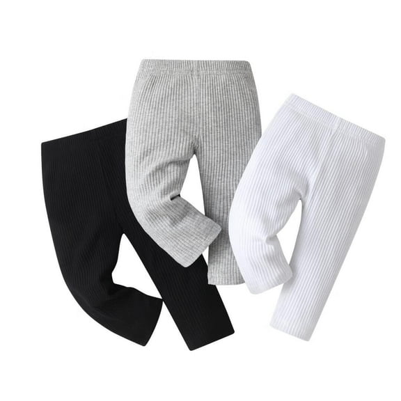 Infant Baby Girl 3 Pack Solid Pants and Casual Leggings Black & White & Grey 18-24 Months