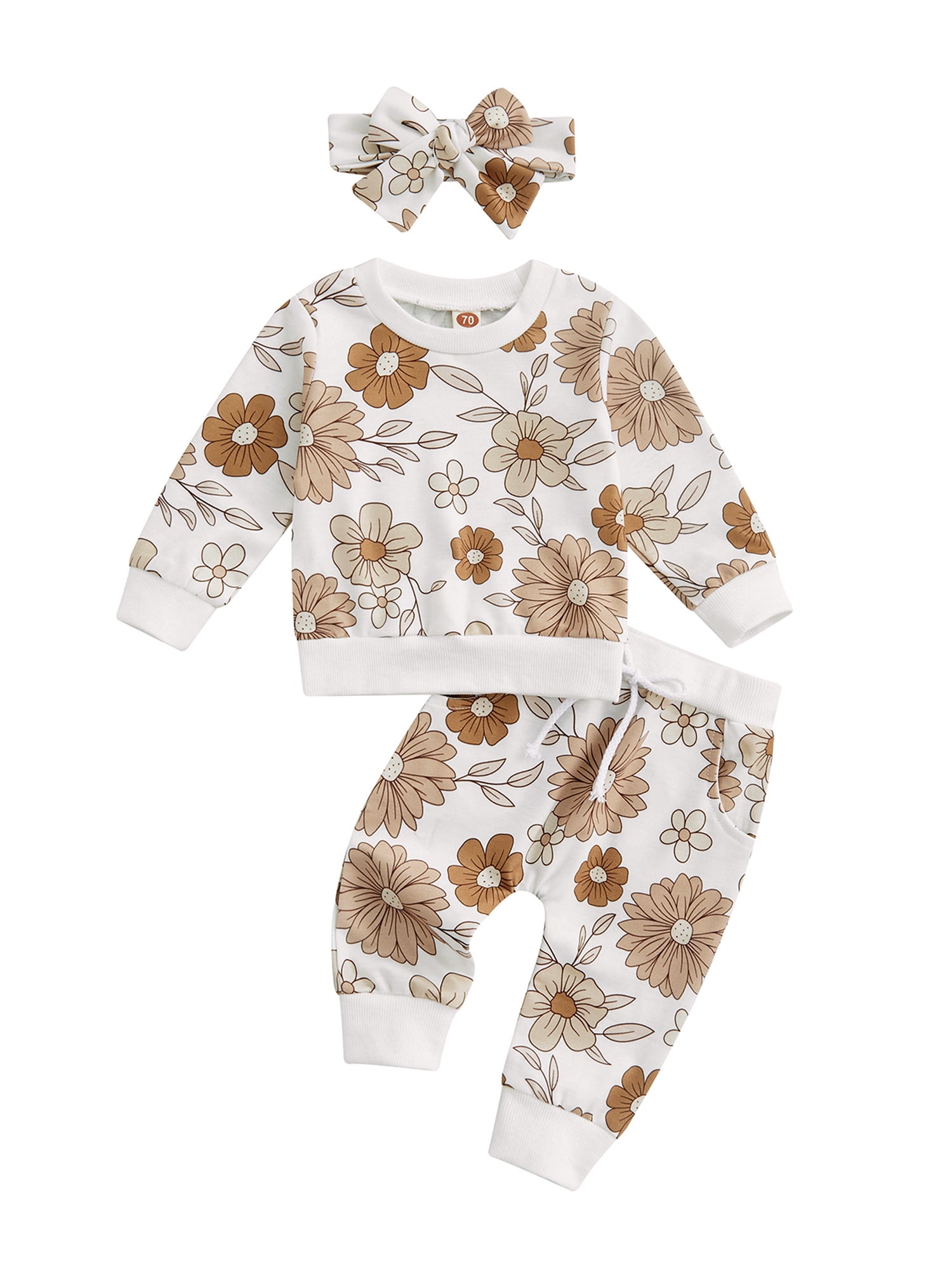 Infant Baby Girl 3Pcs Clothes Floral Long Sleeve Sweatshirt Tops Pants