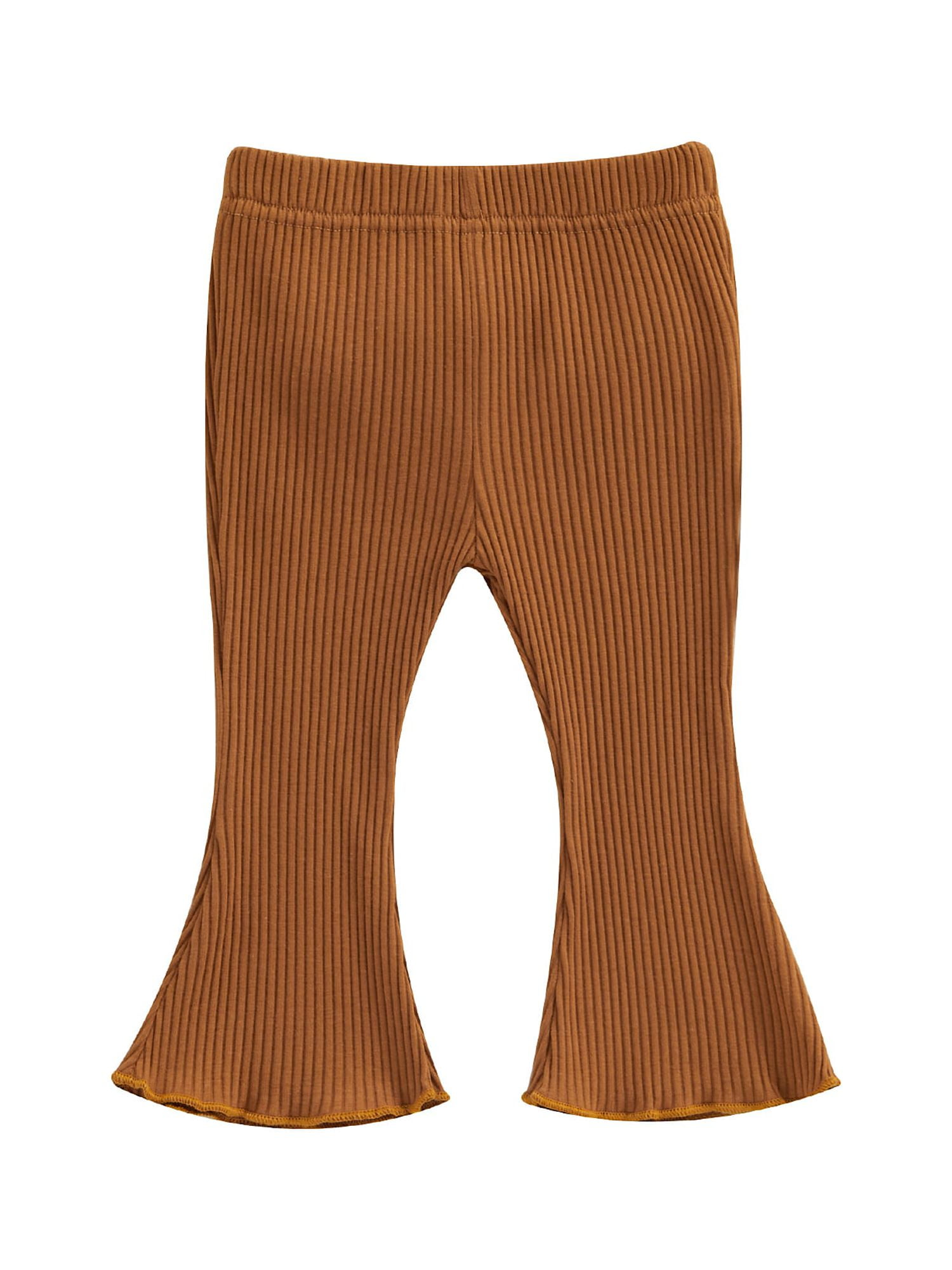 Infant Baby Girl Bell Bottoms Toddler Solid Color Ribbed Ruffle