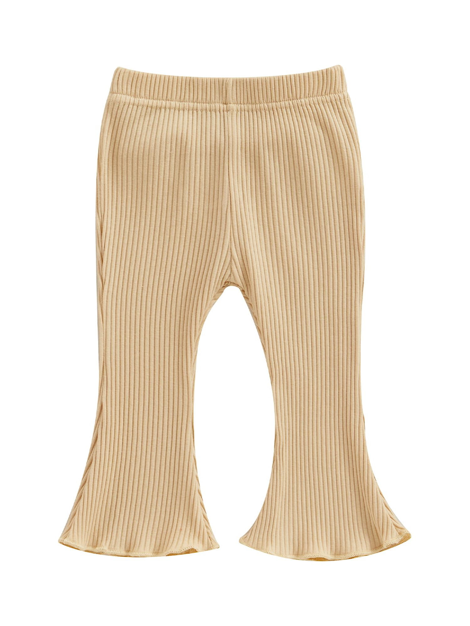 Infant Baby Girl Bell Bottoms Toddler Solid Color Ribbed Ruffle