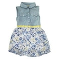 thumbnail image 1 of Infant Baby Girl Blue Floral Flower Bling Button Heart Layer Summer Dress 18M, 1 of 1