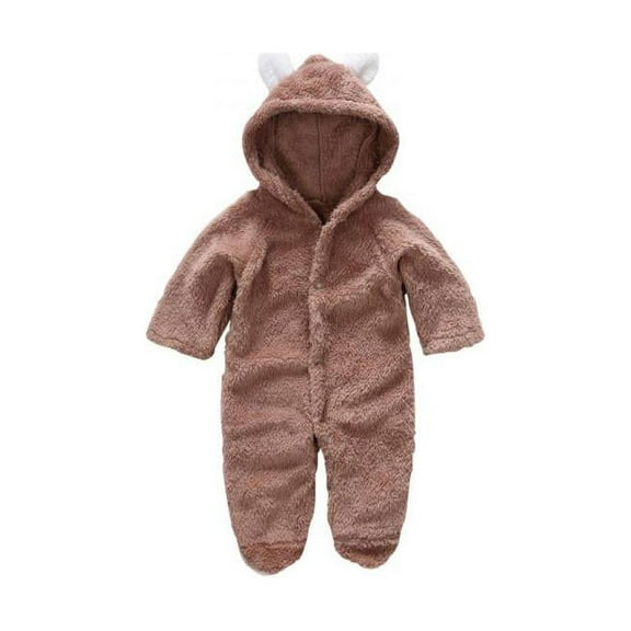 Infant Baby Girl Boy Fall Winter Outfits Bear Ears Hooded Romper Jumpsuit Bodysuit Warm Fleece Clothes Toddle lothing Fleece Clothing 0-12 M
