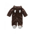 thumbnail image 1 of Infant Baby Girl Boy Fall Winter Outfits Bear Ears Hooded Romper Jumpsuit Bodysuit Warm Fleece Clothes Toddle lothing Fleece Clothing 0-12 M, 1 of 7