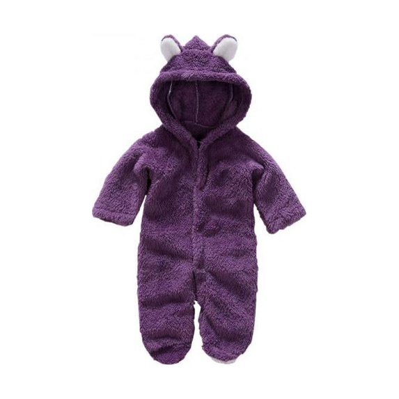 Infant Baby Girl Boy Fall Winter Outfits Bear Ears Hooded Romper Jumpsuit Bodysuit Warm Fleece Clothes Toddle lothing Fleece Clothing 0-12 M