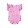 thumbnail image 1 of Infant Baby Girl Boy Fly Sleeve Romper Round Neck Solid Color Bodysuit, 1 of 6