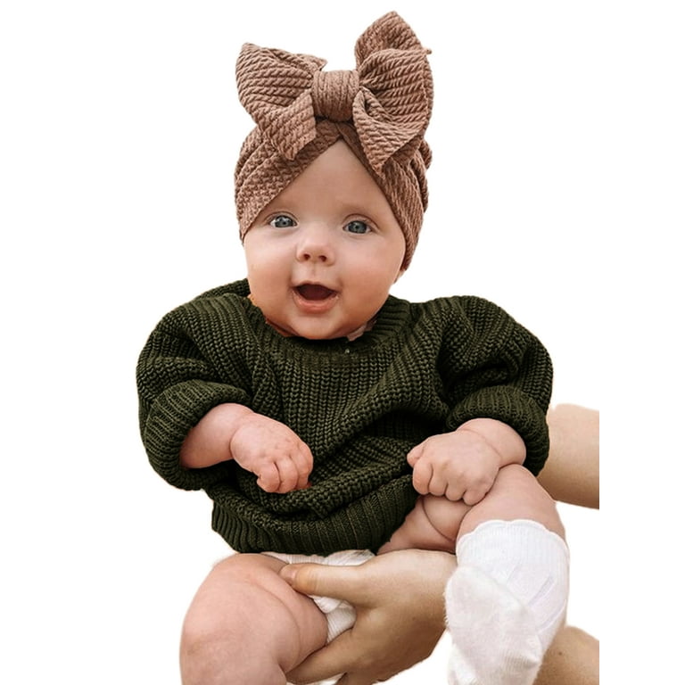 Infant Baby Girl Boy Knit Sweater Solid Color Oversized Crewneck Warm Pullover Sweatshrit Fall Winter Tops
