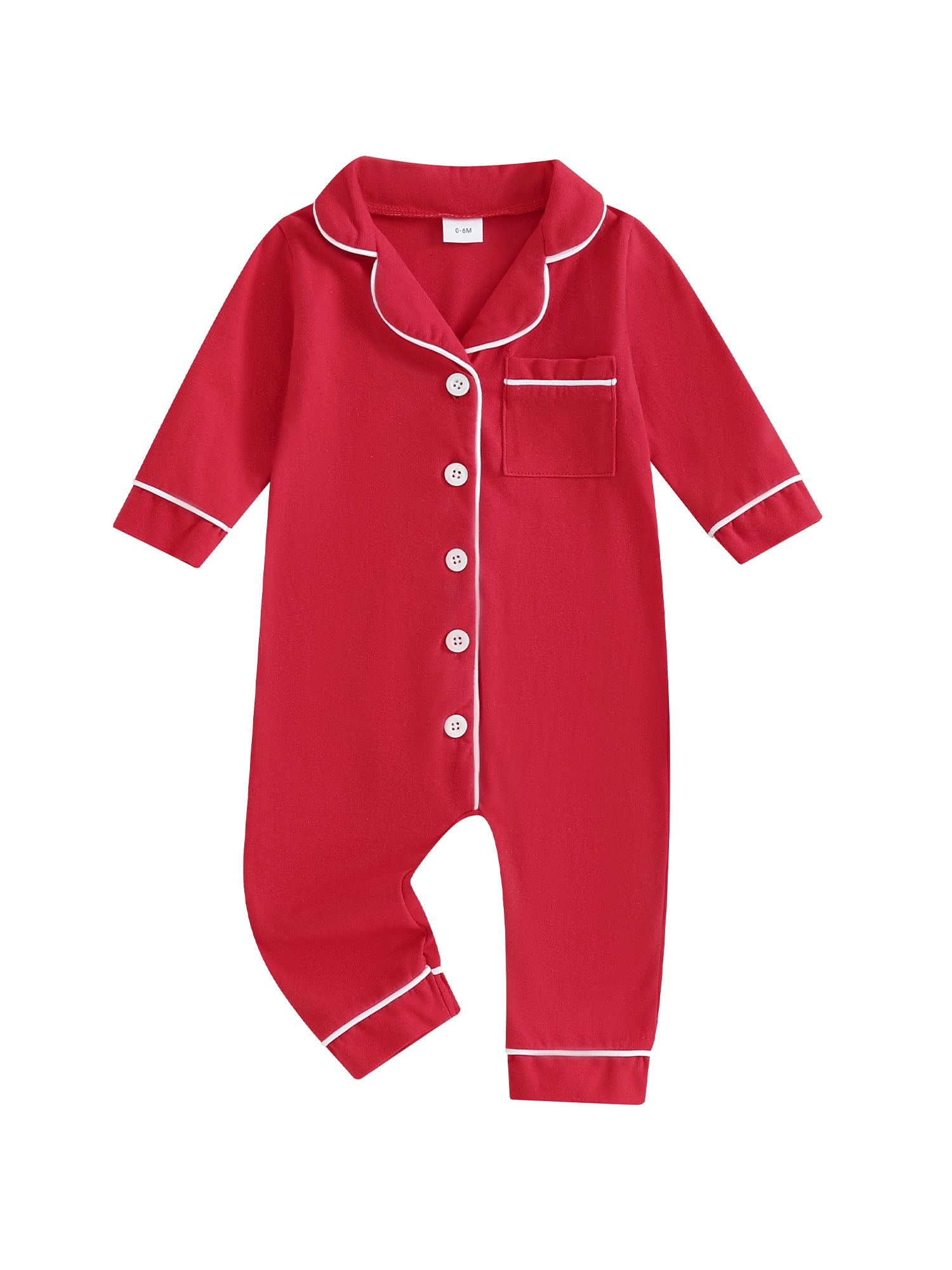 Infant Baby Girl Boy Pajamas Romper Button-Up One Piece Jumpsuit Long ...