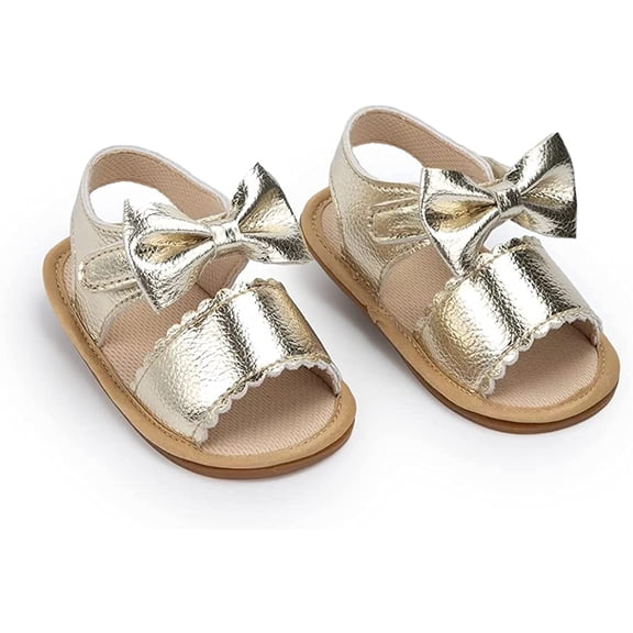 Infant Baby Girl Boy Sandals Comfort Premium Summer Outdoor Casual Beach Shoes with Flower Bowknot Anti Slip Rubber Sole Newborn Toddler Prewalker First Walking Shoes