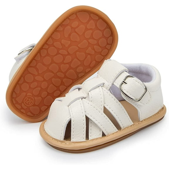 Infant Baby Girl Boy Sandals Comfort Premium Summer Outdoor Casual Beach Shoes with Flower Bowknot Anti Slip Rubber Sole Newborn Toddler Prewalker First Walking Shoes