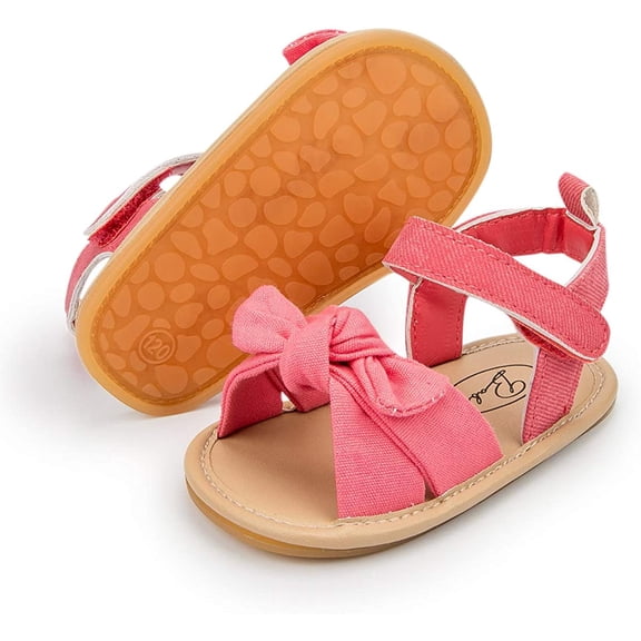 Infant Baby Girl Boy Sandals Comfort Premium Summer Outdoor Casual Beach Shoes with Flower Bowknot Anti Slip Rubber Sole Newborn Toddler Prewalker First Walking Shoes