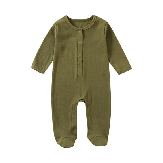 Infant Baby Girl Boys Clothes Newborn Romper Fall Winter Outfit Ruffle Long Sleeve Jumpsuit Romper Cute Baby Girl Outfit Army Green 12-18 Months